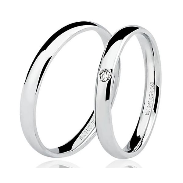 Alianças em Ouro Branco com Brilhante 6,2g 2,8mm